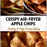 Golden Cinnamon Sugar Apple Chips stacked in a bowl showing the crisp texture of this Naturally Gluten Free snack.